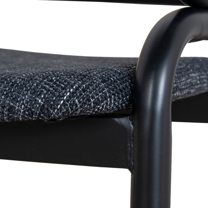 Set of 2 - Florine Fabric Dining Chair - Dark Grey with Rattan Back
