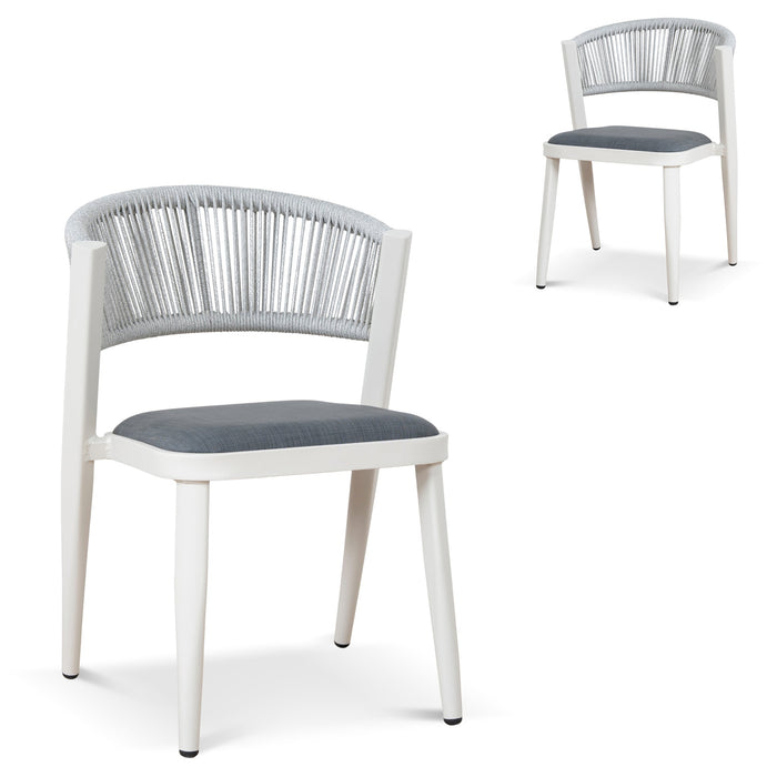 Set of 2 - Marzella Sand White Outdoor Dining Chair - Grey