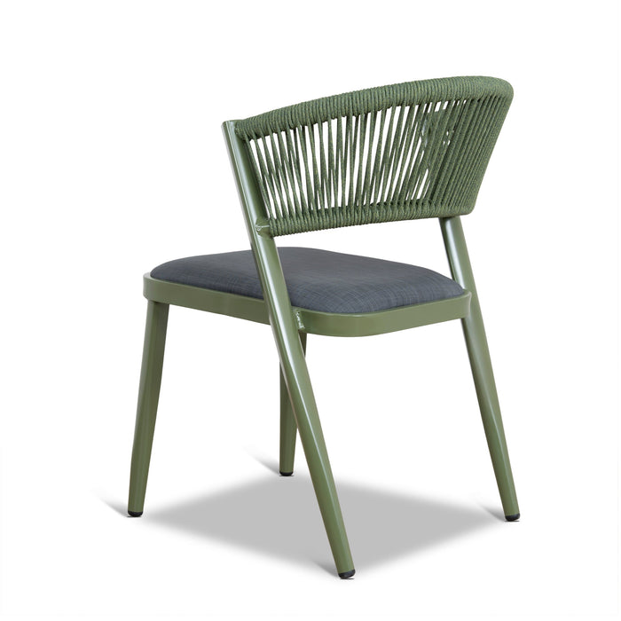 Set of 2 - Marzella Army Green Outdoor Dining Chair - Grey