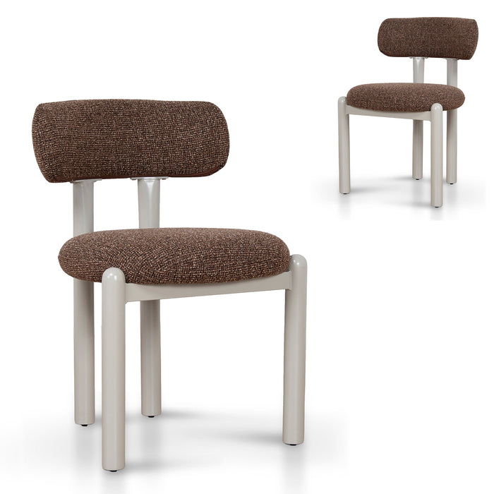 Set of 2 - Thalora Cream Dining Chair - Verona Cinnamon Weave