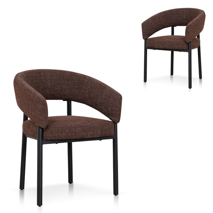 Set of 2 - Calyxo Black Dining Chair - Moss Brown