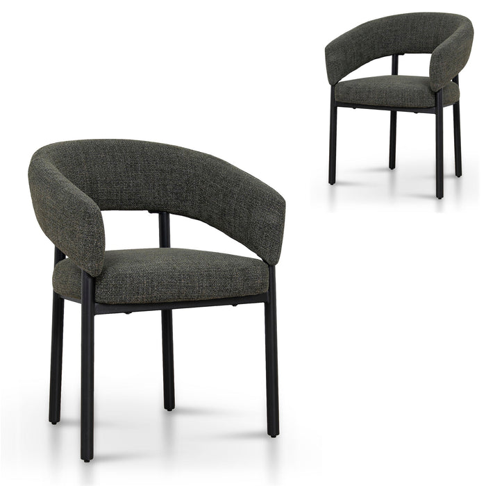 Set of 2 - Calyxo Black Dining Chair - Kaitoke Green
