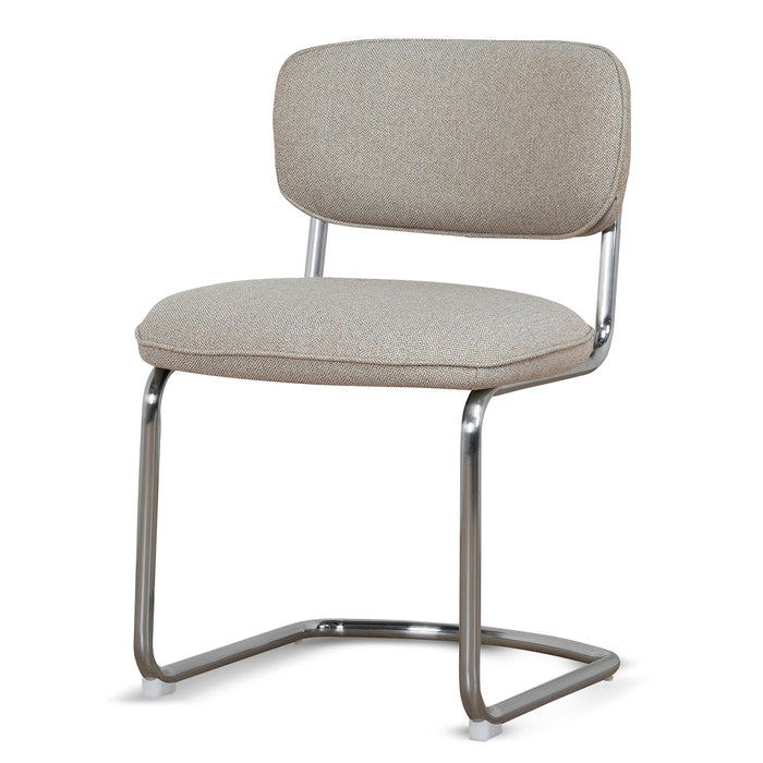 Set of 2 - Orynthe Chrome Dining Chair - Henry Beige