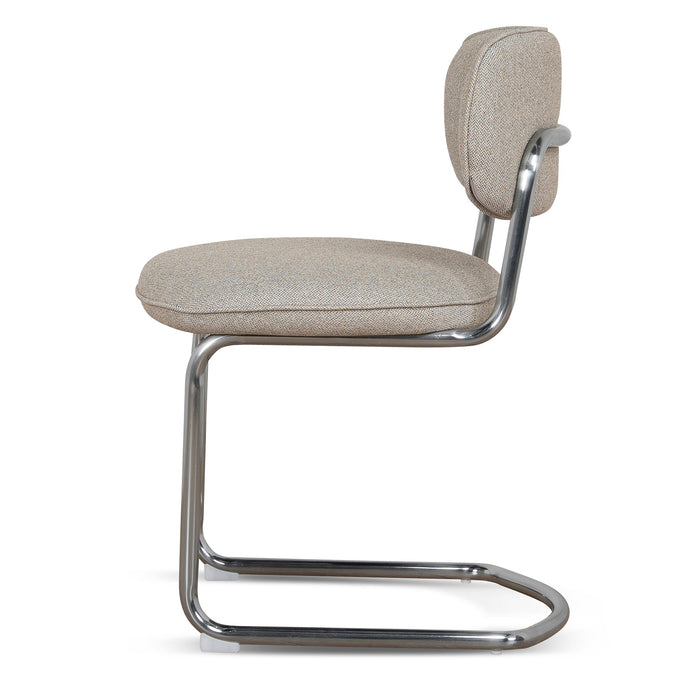 Set of 2 - Orynthe Chrome Dining Chair - Henry Beige