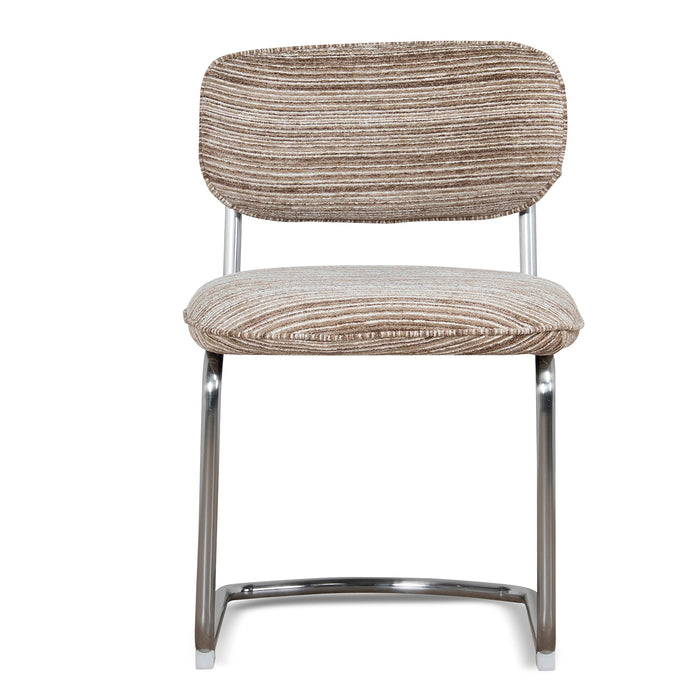 Set of 2 - Orynthe Chrome Dining Chair - Coconut Stripe
