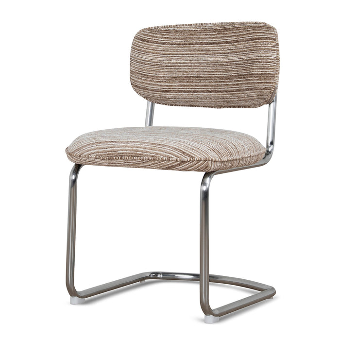 Set of 2 - Orynthe Chrome Dining Chair - Coconut Stripe