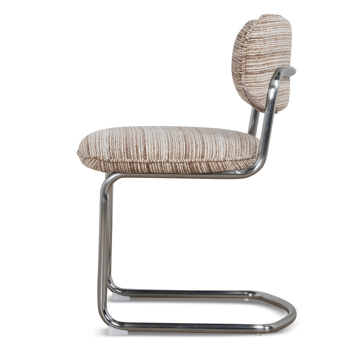 Set of 2 - Orynthe Chrome Dining Chair - Coconut Stripe