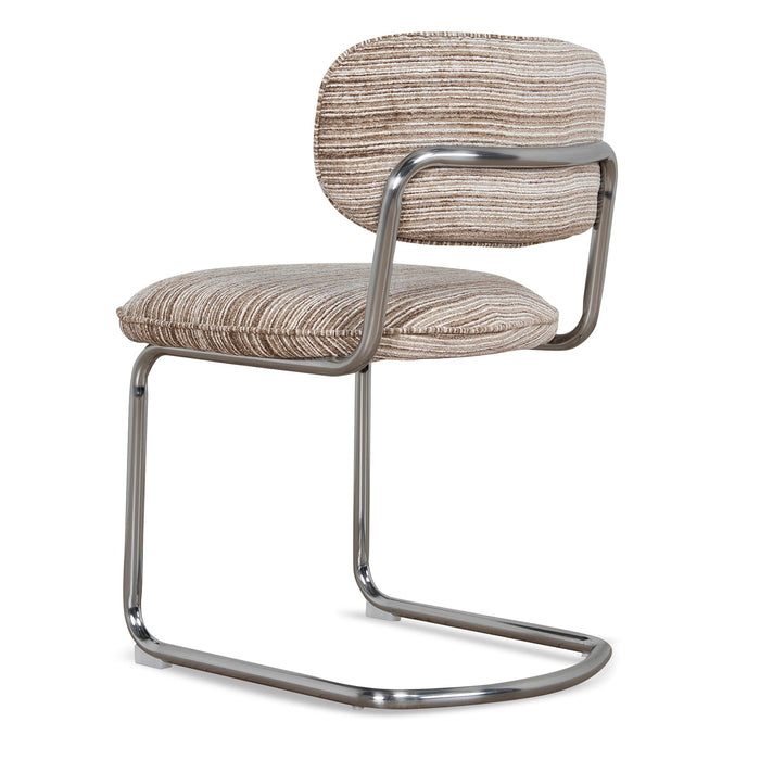 Set of 2 - Orynthe Chrome Dining Chair - Coconut Stripe