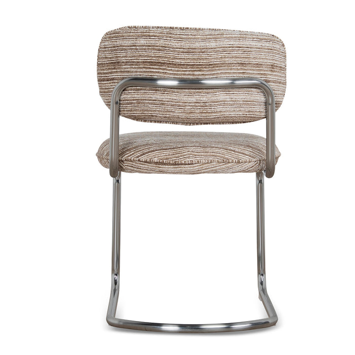 Set of 2 - Orynthe Chrome Dining Chair - Coconut Stripe