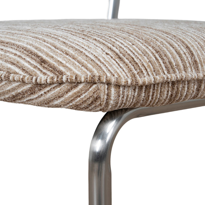 Set of 2 - Orynthe Chrome Dining Chair - Coconut Stripe