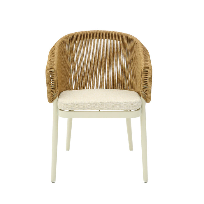 Veloria Rattan Outdoor Dining Chair - Beige Cushion
