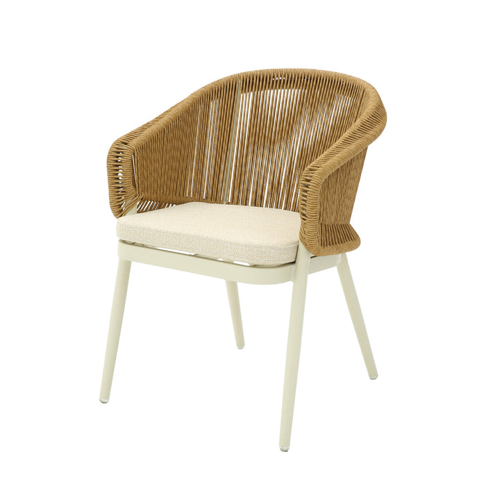 Veloria Rattan Outdoor Dining Chair - Beige Cushion