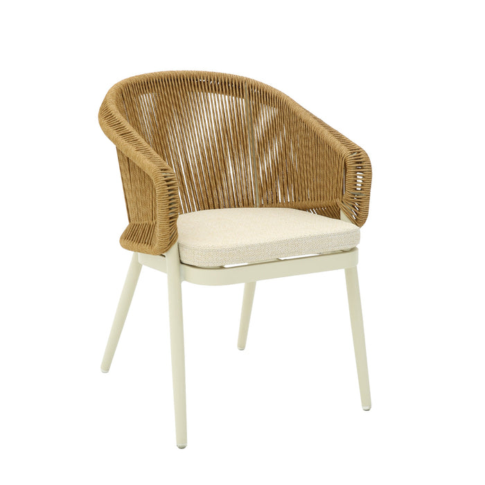 Veloria Rattan Outdoor Dining Chair - Beige Cushion