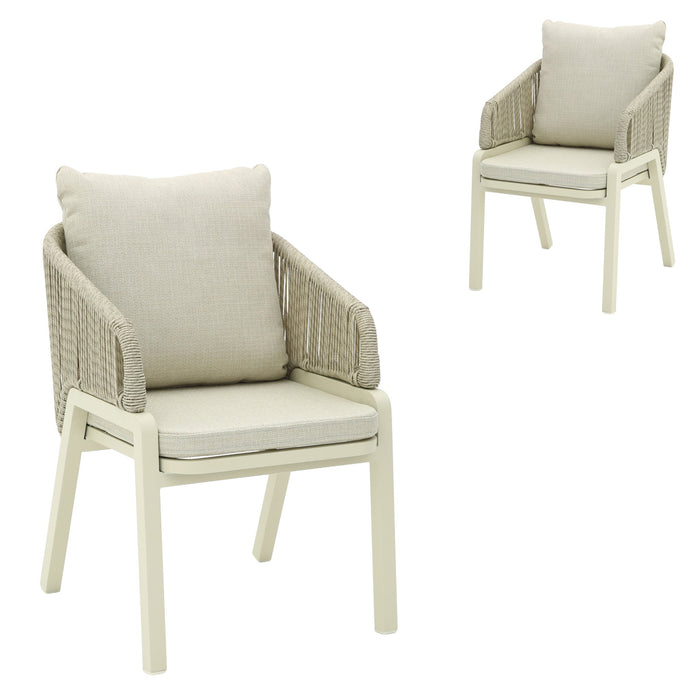 Set of 2 - Tivaro Grey Rattan Outdoor Dining Chair - Grey Cushion