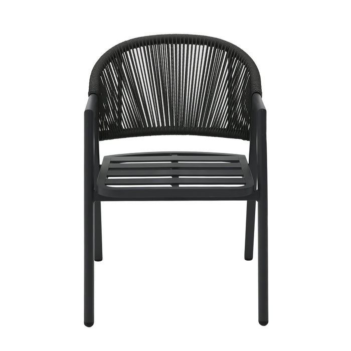 Olvian Dark Grey Rattan Outdoor Dining Chair - Dark Grey Cushion (Set of 2)