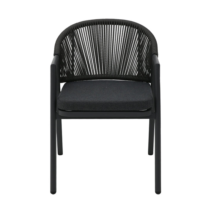 Olvian Dark Grey Rattan Outdoor Dining Chair - Dark Grey Cushion (Set of 2)