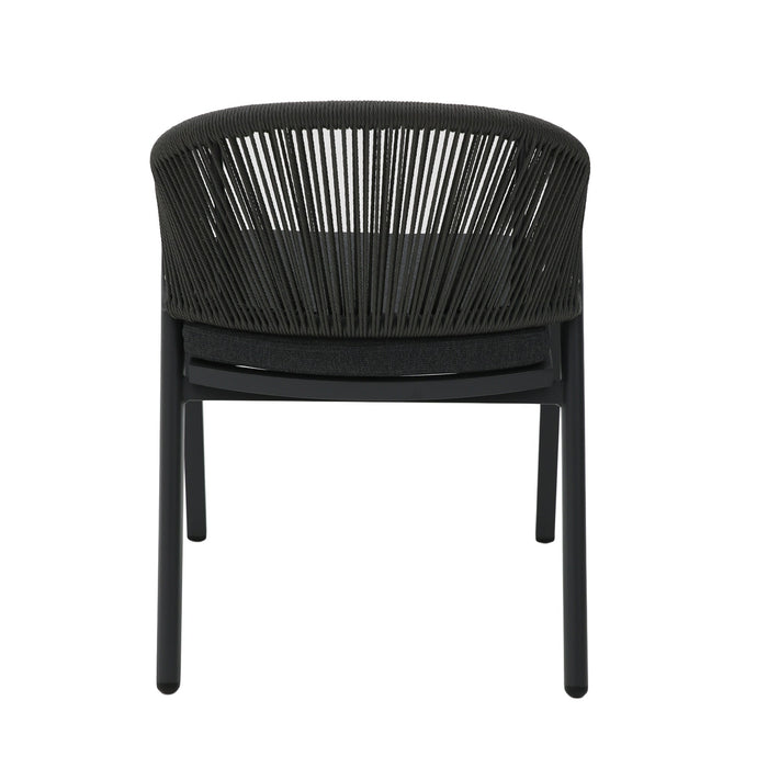 Olvian Dark Grey Rattan Outdoor Dining Chair - Dark Grey Cushion (Set of 2)
