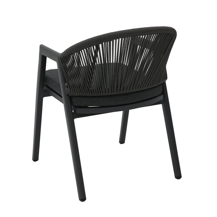 Olvian Dark Grey Rattan Outdoor Dining Chair - Dark Grey Cushion (Set of 2)
