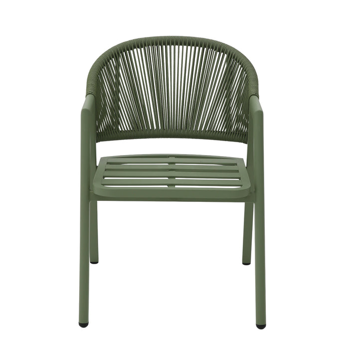 Set of 2 - Olvian Green Rattan Outdoor Dining Chair - Sand Green Cushion