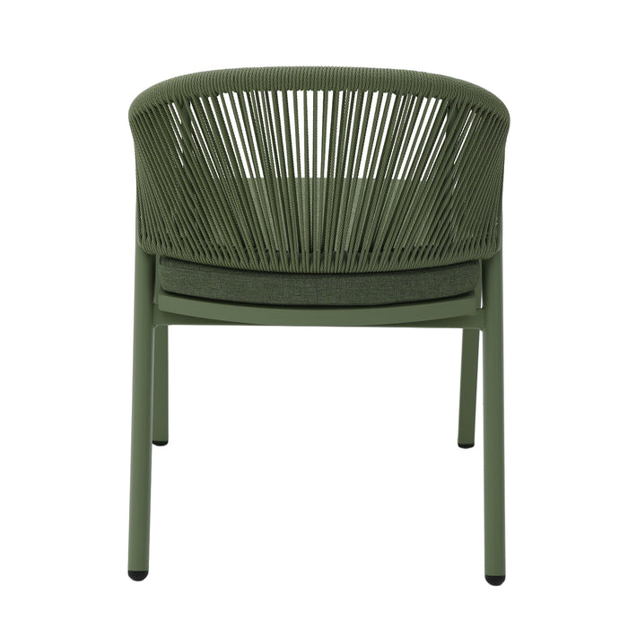 Set of 2 - Olvian Green Rattan Outdoor Dining Chair - Sand Green Cushion