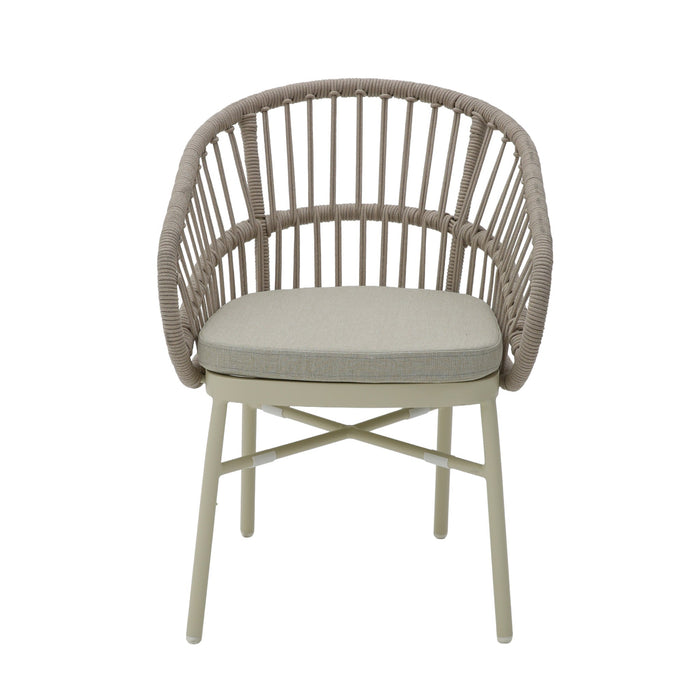 Set of 2 - Tervina Rattan Outdoor Dining Chair - Beige Cushion