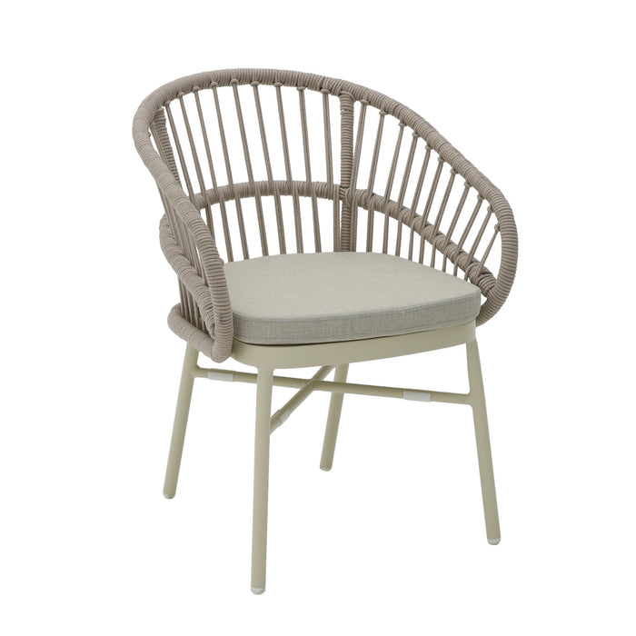 Set of 2 - Tervina Rattan Outdoor Dining Chair - Beige Cushion