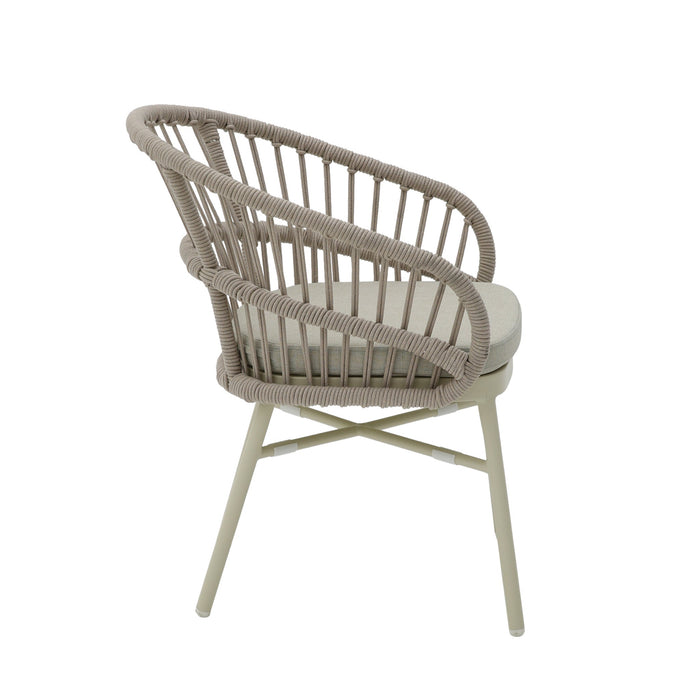 Set of 2 - Tervina Rattan Outdoor Dining Chair - Beige Cushion
