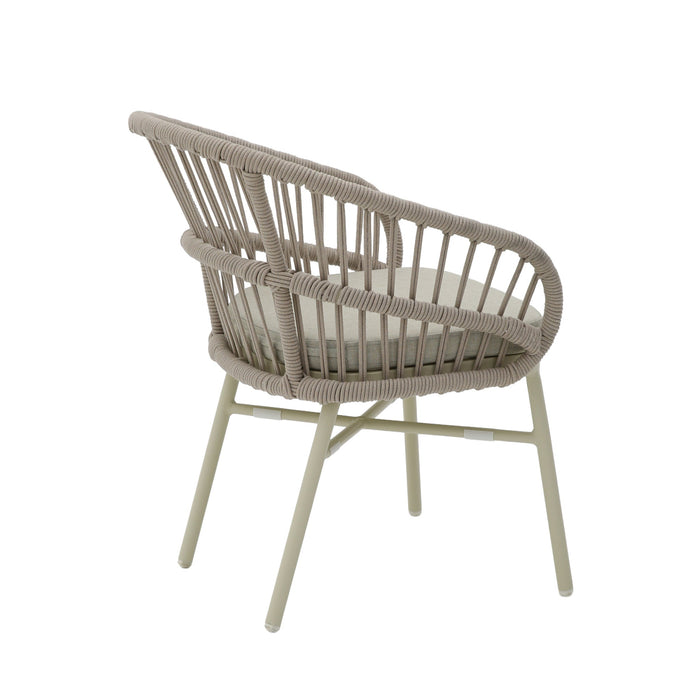 Set of 2 - Tervina Rattan Outdoor Dining Chair - Beige Cushion