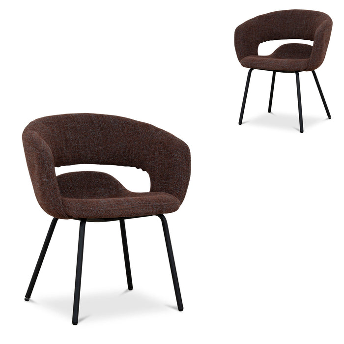 Dalca Black Dining Chair - Moss Brown (Set of 2)