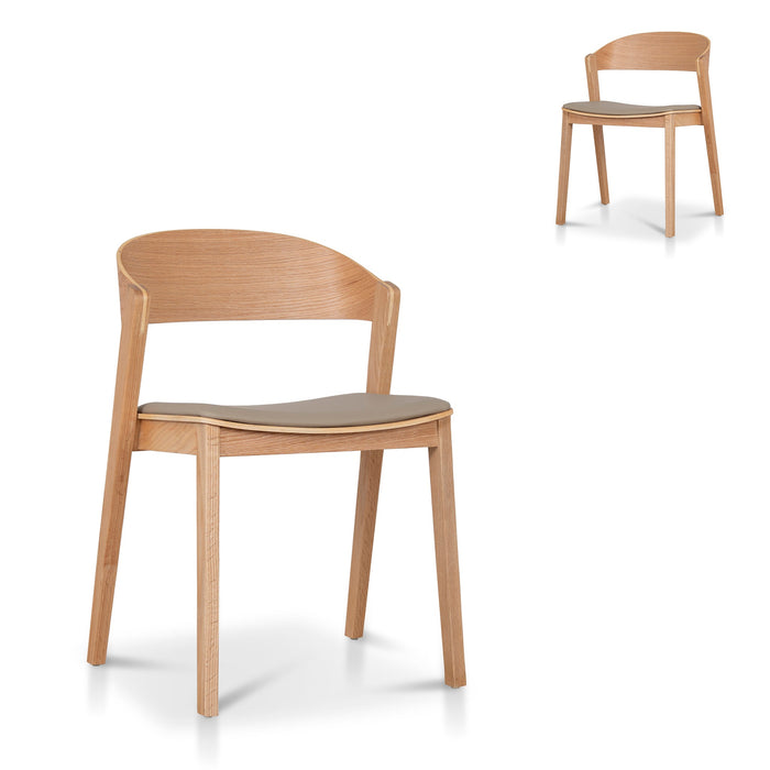 Set of 2 - Davis Natural Dining Chair - Latte Seat