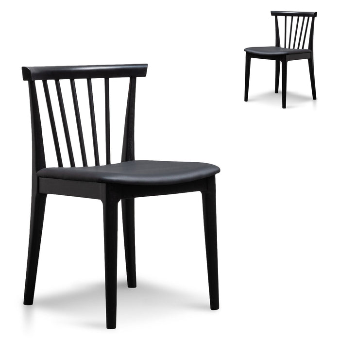 CDC6042-SD - Dining chair - Solid timber and Black PU (Set of 2)