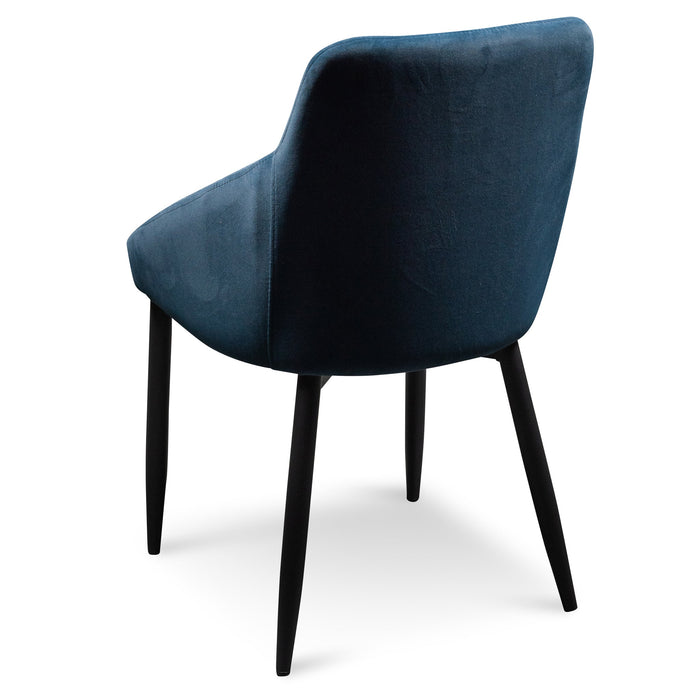 CDC6121-ST Dining Chair - Navy Blue Velvet with Black Legs (Set of 2)