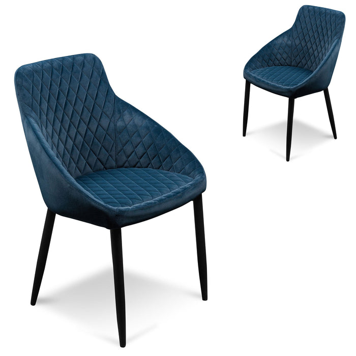 CDC6121-ST Dining Chair - Navy Blue Velvet with Black Legs (Set of 2)