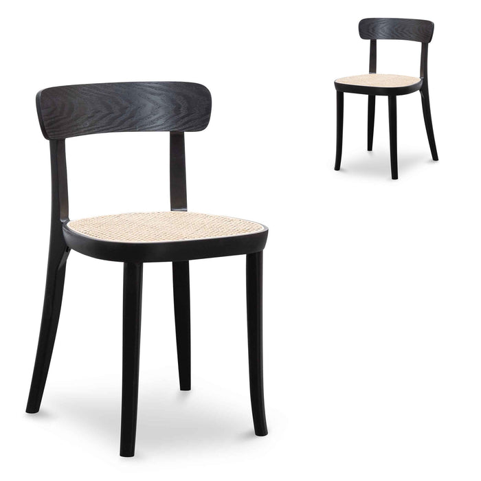 CDC6296-SD Rattan Dining Chair - Black with Natural Seat (Set of 2)