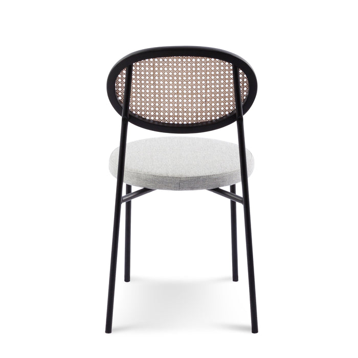 CDC6385-SD Rattan Back Dining Chair - Silver Grey Fabric