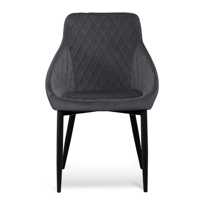 CDC6571-ST Dining Chair - Grey Velvet in Black Legs (Set of 2)