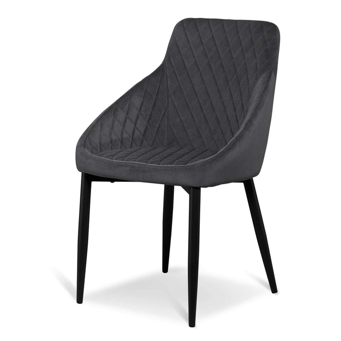 CDC6571-ST Dining Chair - Grey Velvet in Black Legs (Set of 2)