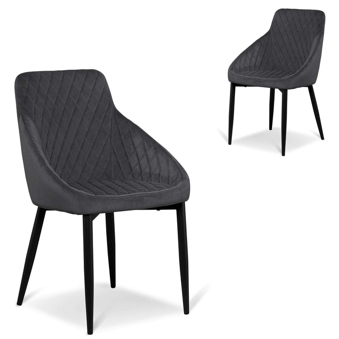 CDC6571-ST Dining Chair - Grey Velvet in Black Legs (Set of 2)