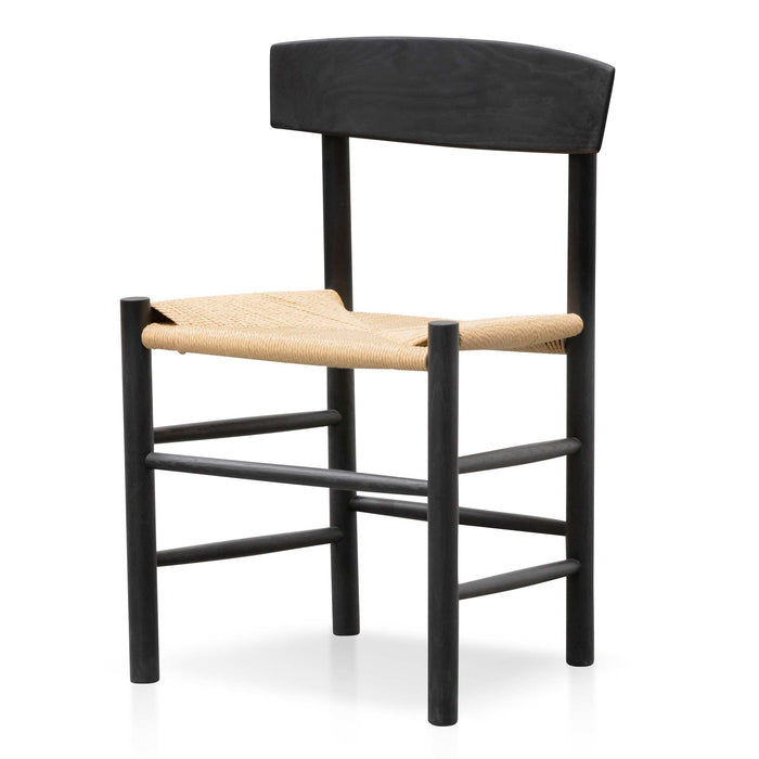 CDC6621-OW Rattan Black Dining Chair - Natural Seat (Set of 2)