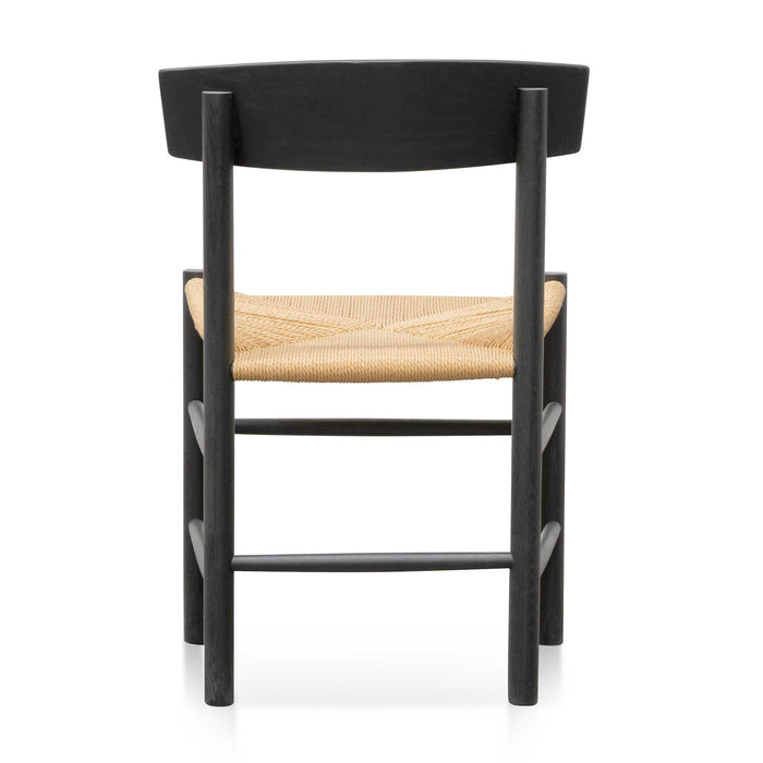 CDC6621-OW Rattan Black Dining Chair - Natural Seat (Set of 2)