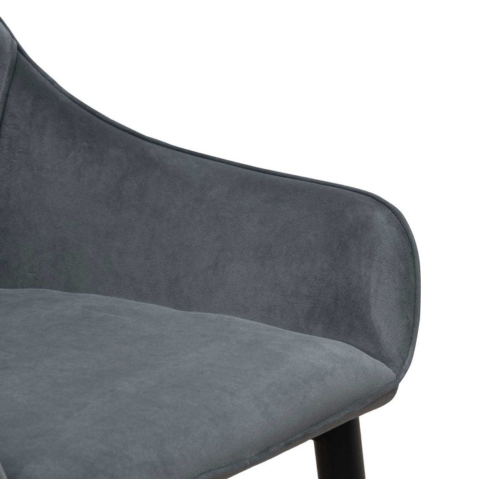 CDC6676-ST Fabric Dining Chair - Grey Velvet in Black Legs (Set of 2)