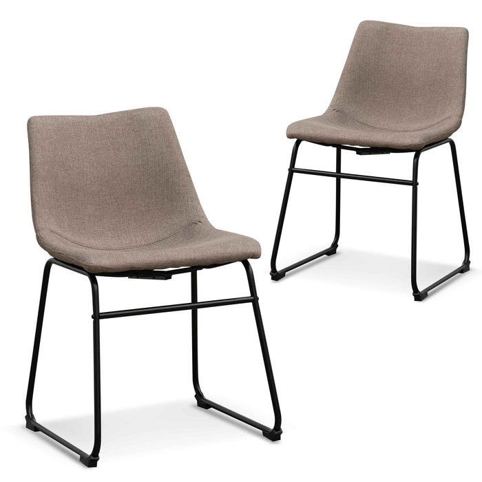 CDC6851-SE Fabric Dining Chair - Brown Grey (Set of 2)