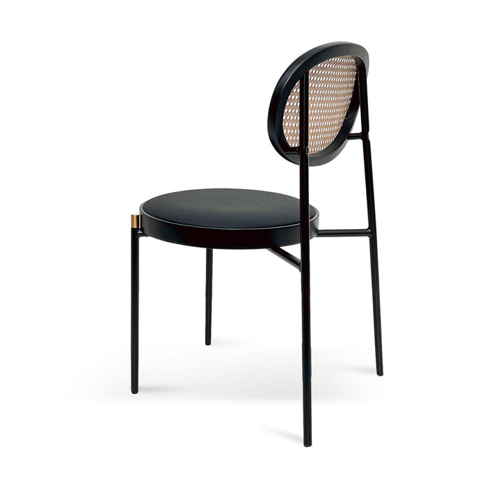 CDC6885-SD Fabric Natural Rattan Dining Chair - Black