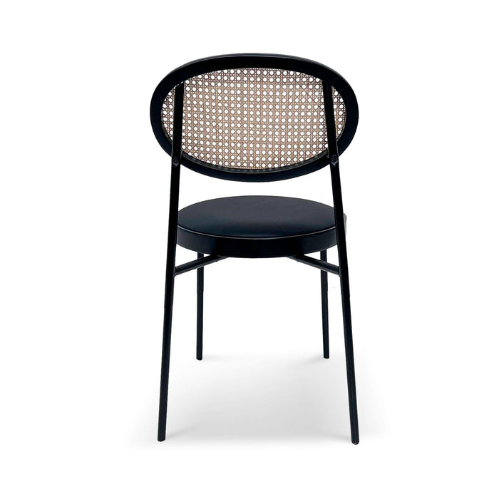 CDC6885-SD Fabric Natural Rattan Dining Chair - Black