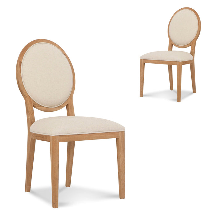 CDC8011-LJ Light Beige Fabric Dining Chair - Natural Frame (Set of 2)