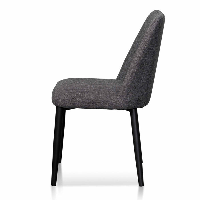 CDC8045-ST Fabric Dining Chair - Dark Grey with Black Legs (Set of 2)