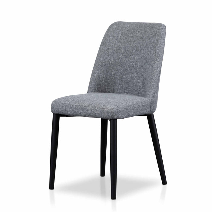 CDC8046-ST Fabric Dining Chair - Pebble Grey in Black Legs (Set of 2)