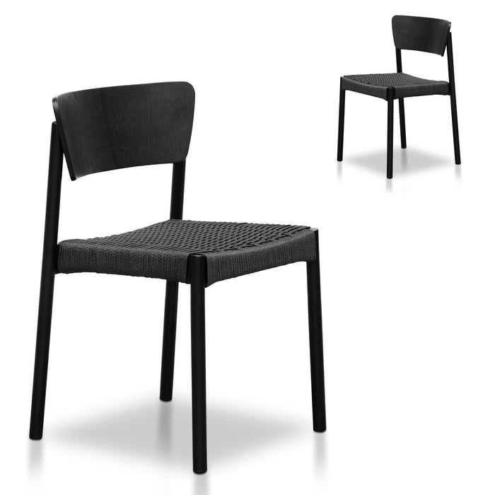 CDC8151-SD Rope Seat Dining Chair - Black (Set of 2)