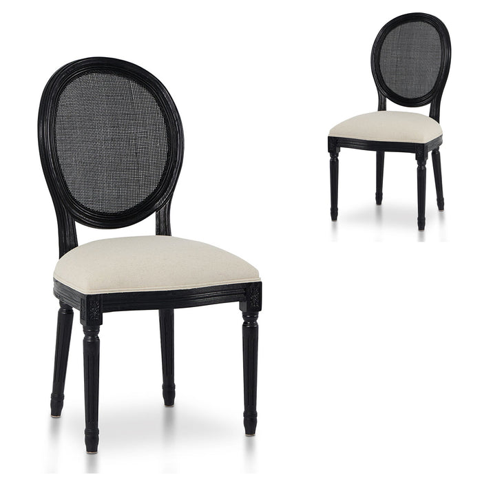 CDC8366-LJ Black ELM Dining Chair - Light Beige (Set of 2)