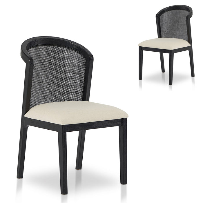 CDC8367-LJ Black ELM Dining Chair - Light Beige (Set of 2)